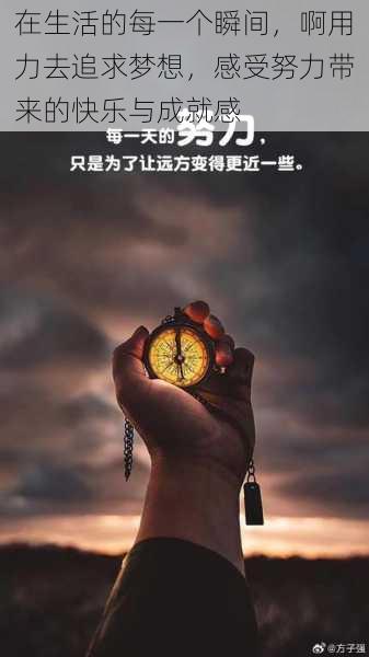 在生活的每一个瞬间,啊用力去追求梦想,感受努力带来的快乐与成就感