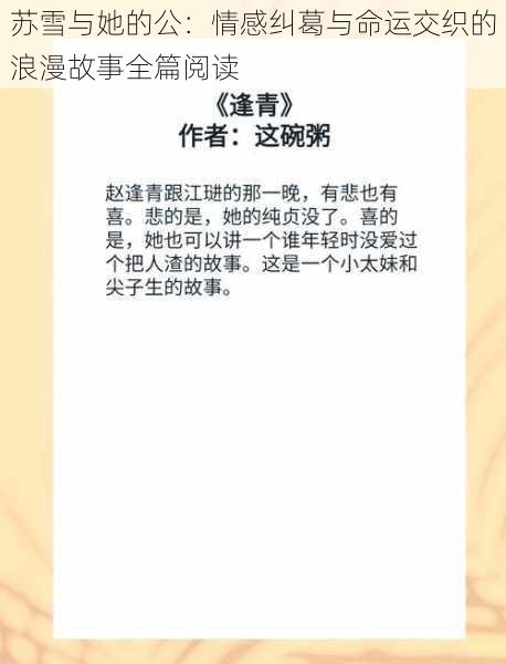 苏雪与她的公：情感纠葛与命运交织的浪漫故事全篇阅读