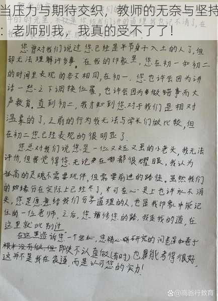 当压力与期待交织,教师的无奈与坚持:老师别我,我真的受不了了!