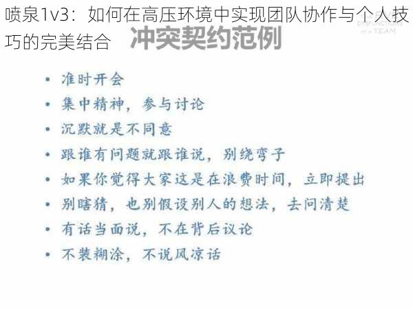 喷泉1v3:如何在高压环境中实现团队协作与个人技巧的完美结合