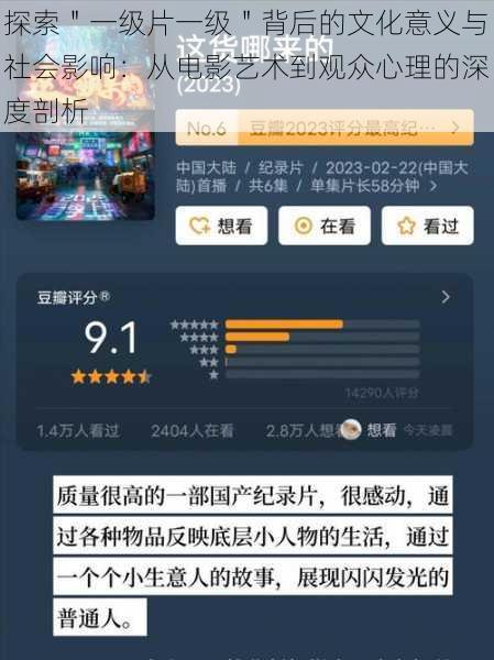 探索＂一级片一级＂背后的文化意义与社会影响：从电影艺术到观众心理的深度剖析