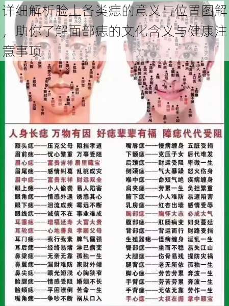 详细解析脸上各类痣的意义与位置图解,助你了解面部痣的文化含义与健康注意事项