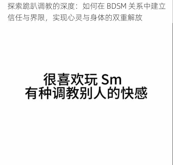 探索跪趴调教的深度：如何在 BDSM 关系中建立信任与界限，实现心灵与身体的双重解放