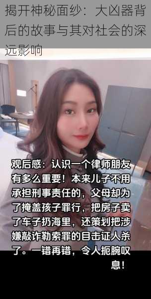 揭开神秘面纱:大凶器背后的故事与其对社会的深远影响