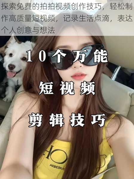 探索免费的拍拍视频创作技巧,轻松制作高质量短视频,记录生活点滴,表达个人创意与想法