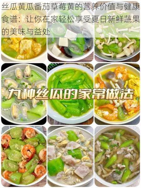 丝瓜黄瓜番茄草莓黄的营养价值与健康食谱:让你在家轻松享受夏日新鲜蔬果的美味与益处