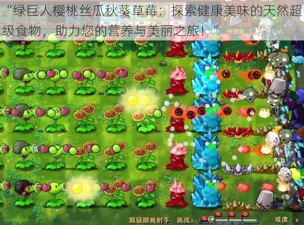 “绿巨人樱桃丝瓜秋葵草莓:探索健康美味的天然超级食物,助力您的营养与美丽之旅!”