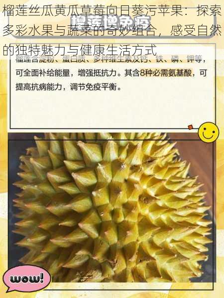 榴莲丝瓜黄瓜草莓向日葵污苹果:探索多彩水果与蔬菜的奇妙组合,感受自然的独特魅力与健康生活方式