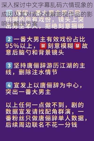 深入探讨中文字幕乱码六情现象的成因及其对观众理解影视作品的影响与解决方案