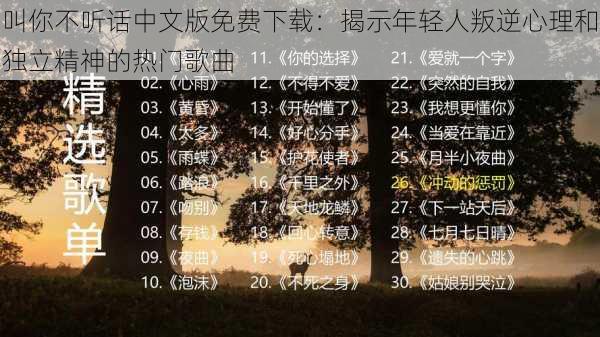 叫你不听话中文版免费下载:揭示年轻人叛逆心理和独立精神的热门歌曲