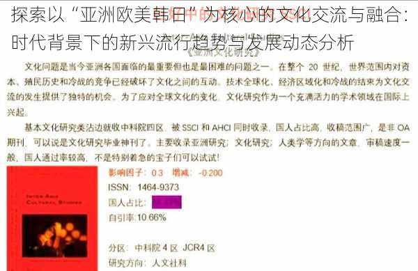 探索以“亚洲欧美韩日”为核心的文化交流与融合:时代背景下的新兴流行趋势与发展动态分析