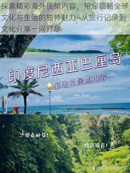 探索精彩海外视频内容,带您领略全球文化与生活的独特魅力—从旅行记录到文化分享一网打尽