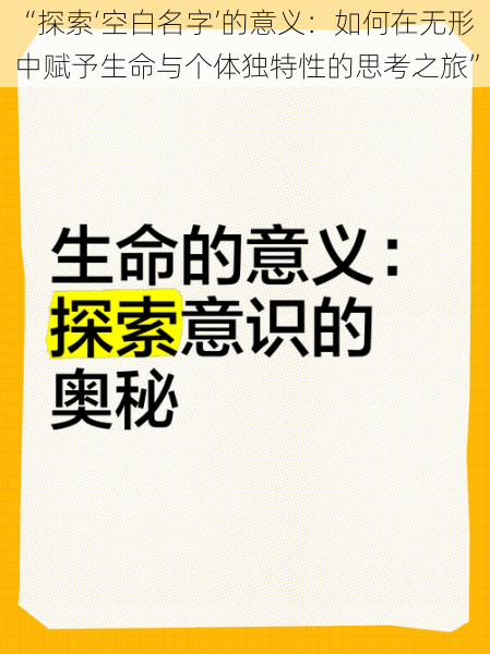 “探索‘空白名字’的意义:如何在无形中赋予生命与个体独特性的思考之旅”