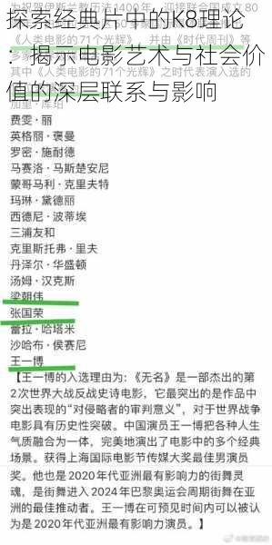 探索经典片中的K8理论:揭示电影艺术与社会价值的深层联系与影响