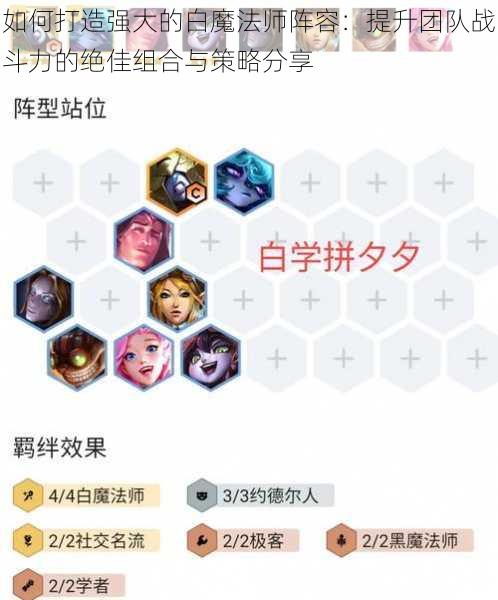 如何打造强大的白魔法师阵容:提升团队战斗力的绝佳组合与策略分享