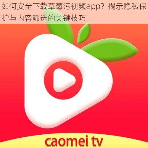 如何安全下载草莓污视频app?揭示隐私保护与内容筛选的关键技巧