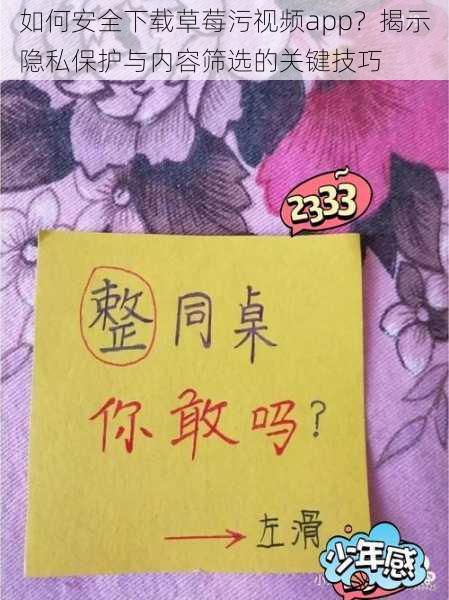 如何安全下载草莓污视频app?揭示隐私保护与内容筛选的关键技巧