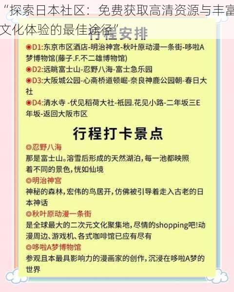 “探索日本社区:免费获取高清资源与丰富文化体验的最佳途径”