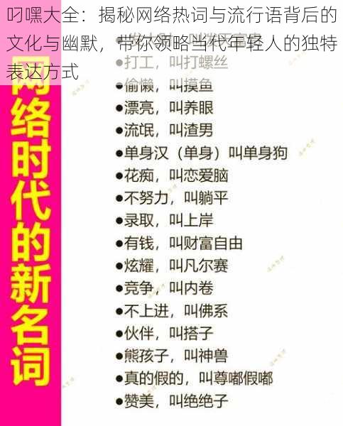 叼嘿大全:揭秘网络热词与流行语背后的文化与幽默,带你领略当代年轻人的独特表达方式