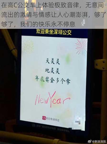 在高C公交车上体验极致音律,无意间流出的激情与情感让人心潮澎湃,够了够了,我们的快乐永不停息