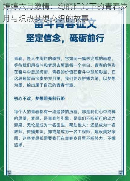婷婷六月激情：绚丽阳光下的青春岁月与炽热梦想交织的故事