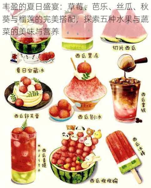 丰盈的夏日盛宴:草莓、芭乐、丝瓜、秋葵与榴莲的完美搭配,探索五种水果与蔬菜的美味与营养