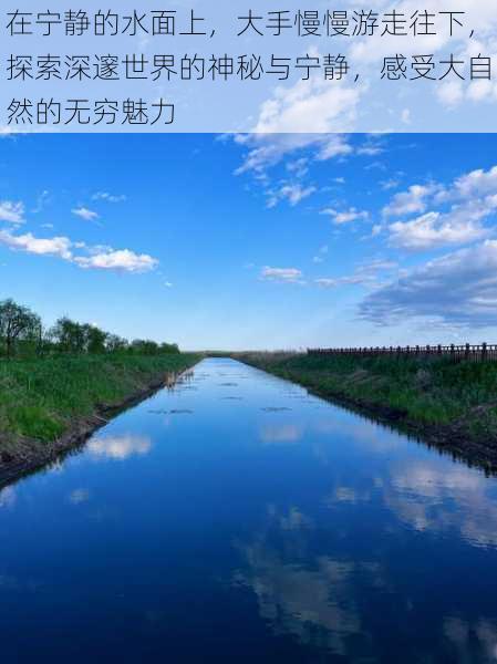 在宁静的水面上,大手慢慢游走往下,探索深邃世界的神秘与宁静,感受大自然的无穷魅力